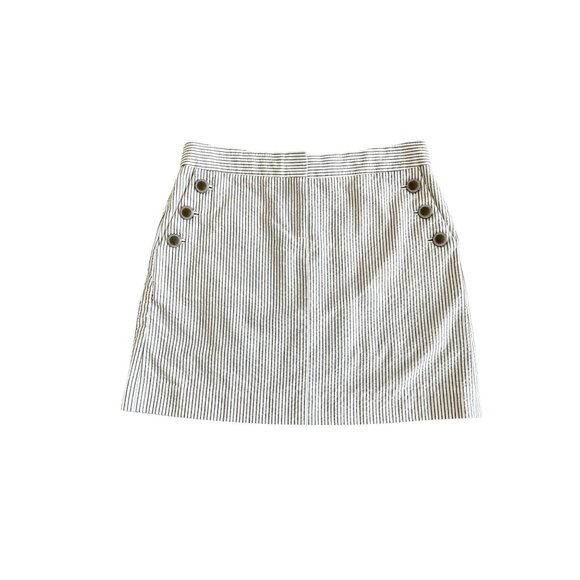 J.CREW~ Women’s Button Front   Striped Mini Skirt ~ Size 2 ~ 65% Polyester & 35% - Picture 1 of 6